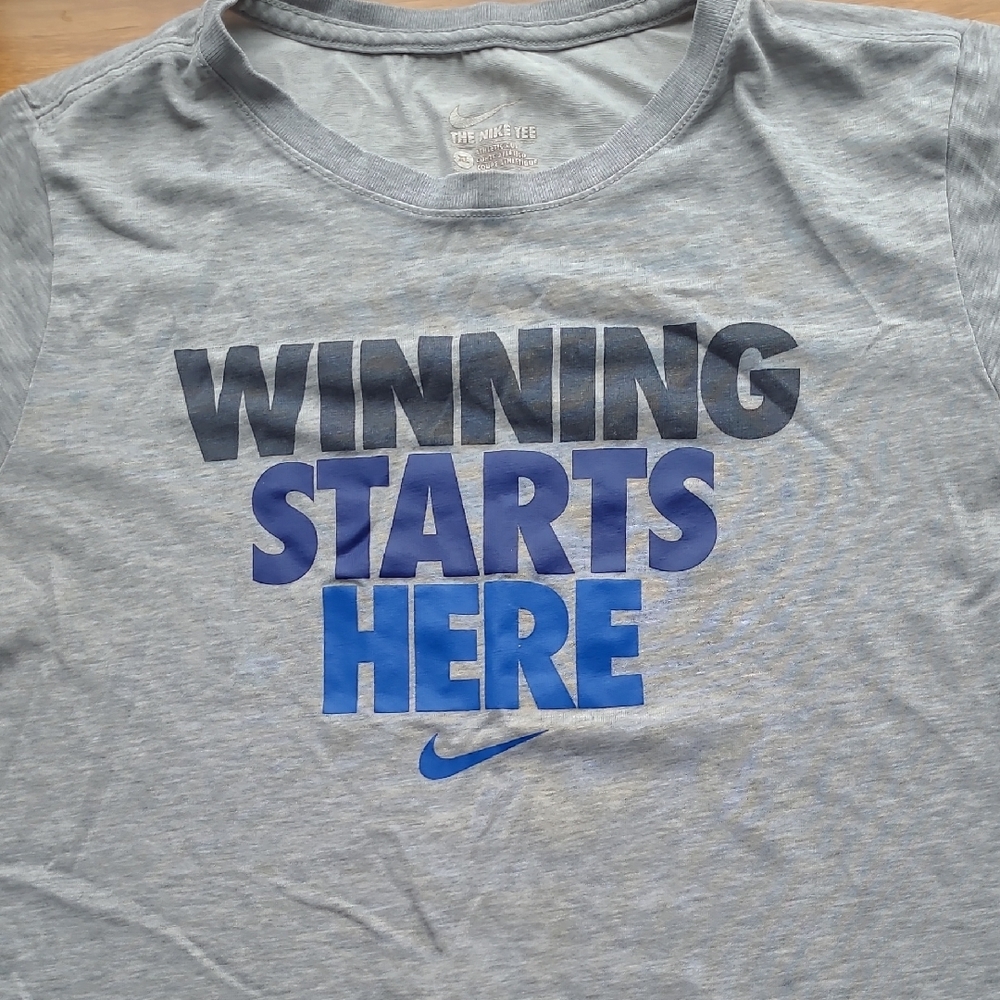 Nike Gray and Blue Graphic Tee